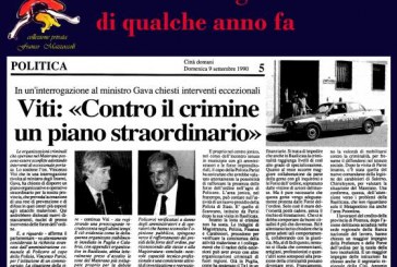 9 SETTEMBRE: MOBILITAZIONE CONTRO LA CRIMINALITA’