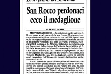 21 AGOSTO: MEDAGLIONE RESTITUITO