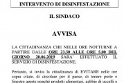 Avviso ai cittadini intervento di disinfestazione